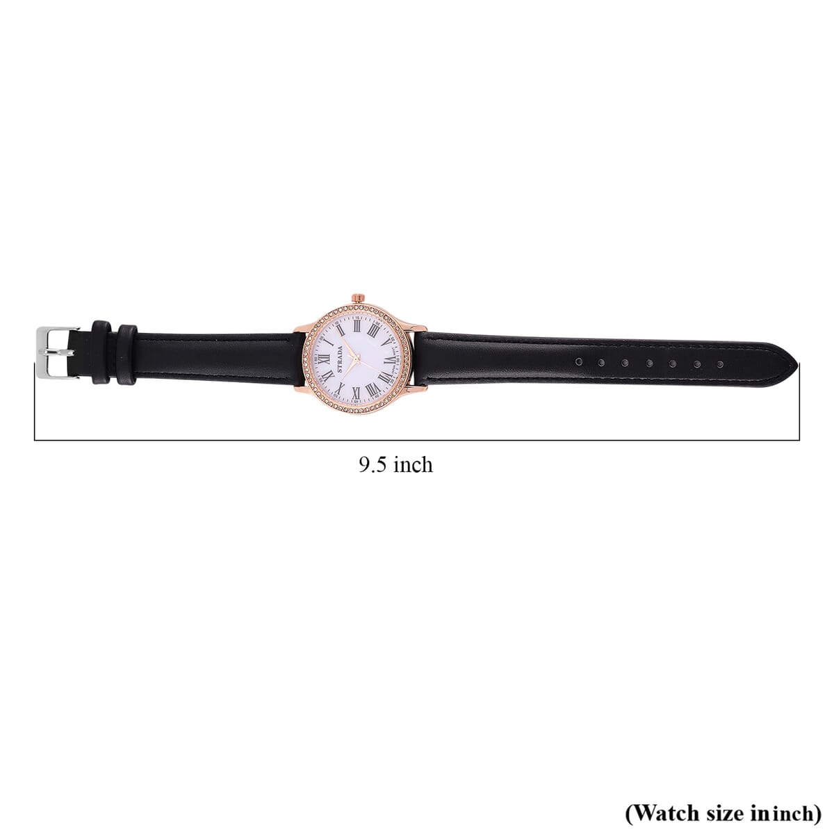 Strada Japanese Movement Simulated MOP Carved Dial Watch With Black Faux Leather Strap (34mm)  image number 6