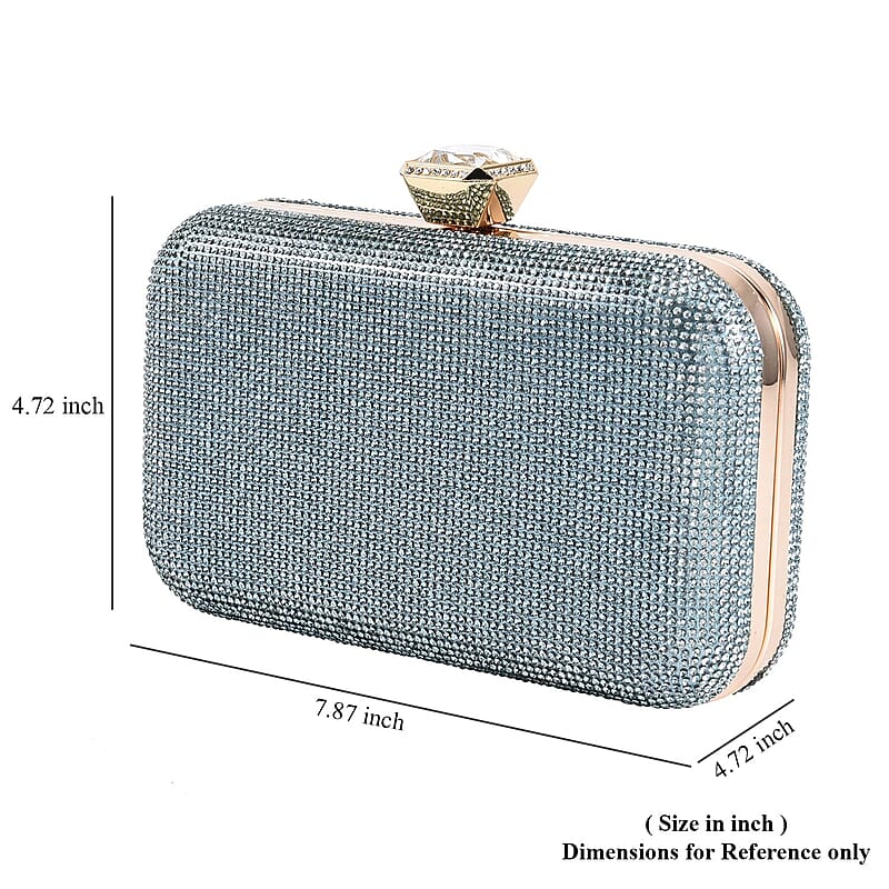 Blue Crystal Clutch Bag with 47 Inches Chain Strap