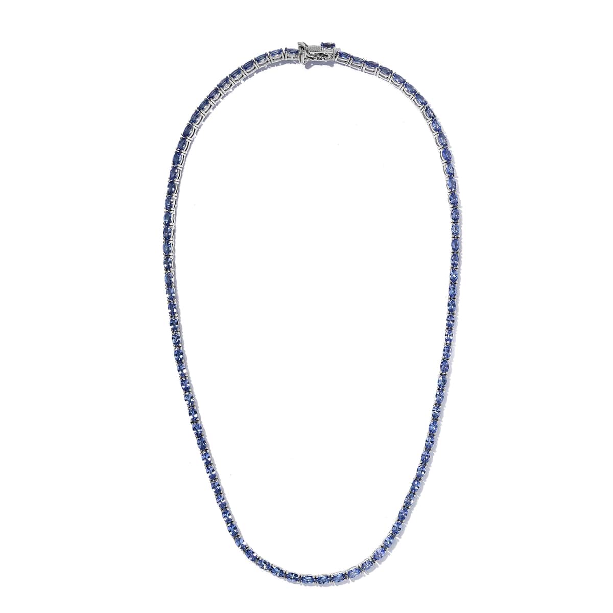 Tanzanite Tennis Necklace 18 Inches in Platinum Over Sterling Silver 19.65 Grams 19.60 ctw image number 3