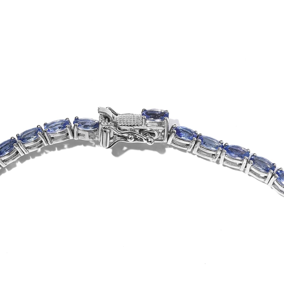 Tanzanite Tennis Necklace 18 Inches in Platinum Over Sterling Silver 19.65 Grams 19.60 ctw image number 4