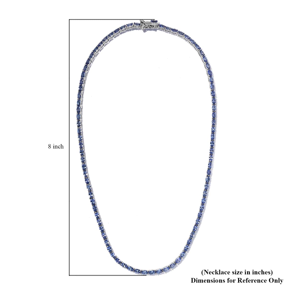 Tanzanite Tennis Necklace 18 Inches in Platinum Over Sterling Silver 19.65 Grams 19.60 ctw image number 5
