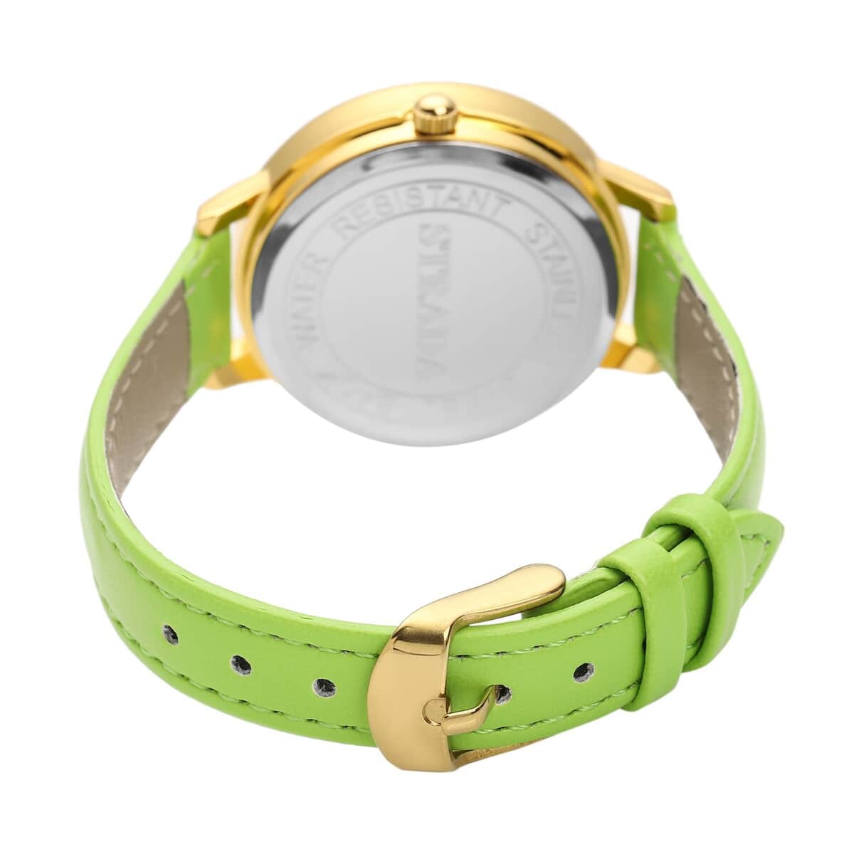 Strada Austrian Crystal Japanese Movement Stardust Dial Watch in Green Faux Leather Strap (34.79mm) (5.5-7.25 Inches) image number 5