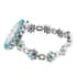 EON 1962 American SB Turquoise and Zircon Swiss Movement Bracelet Watch in Platinum Over Sterling Silver (Up to 6.50 Inches) 25.20g 8.25 ctw image number 3
