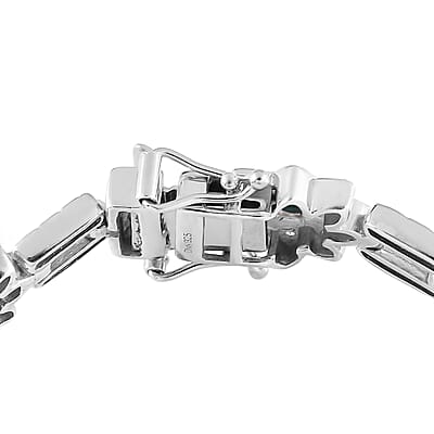 EON 1962 American SB Turquoise and Zircon Swiss Movement Bracelet Watch in Platinum Over Sterling Silver (Up to 6.50 Inches) 25.20g 8.25 ctw