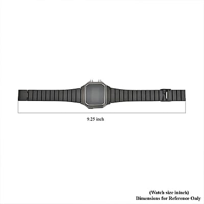 Strada Electronic Movement Digital Watch with ION Plated Black Stainless Steel Strap (41x37mm) (6.75-8.50 Inch)