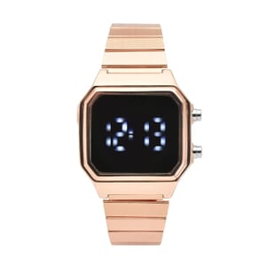 Strada Electronic Movement Digital Watch with ION Plated RG Stainless Steel Strap (41x37mm) (6.75-8.50 Inch)