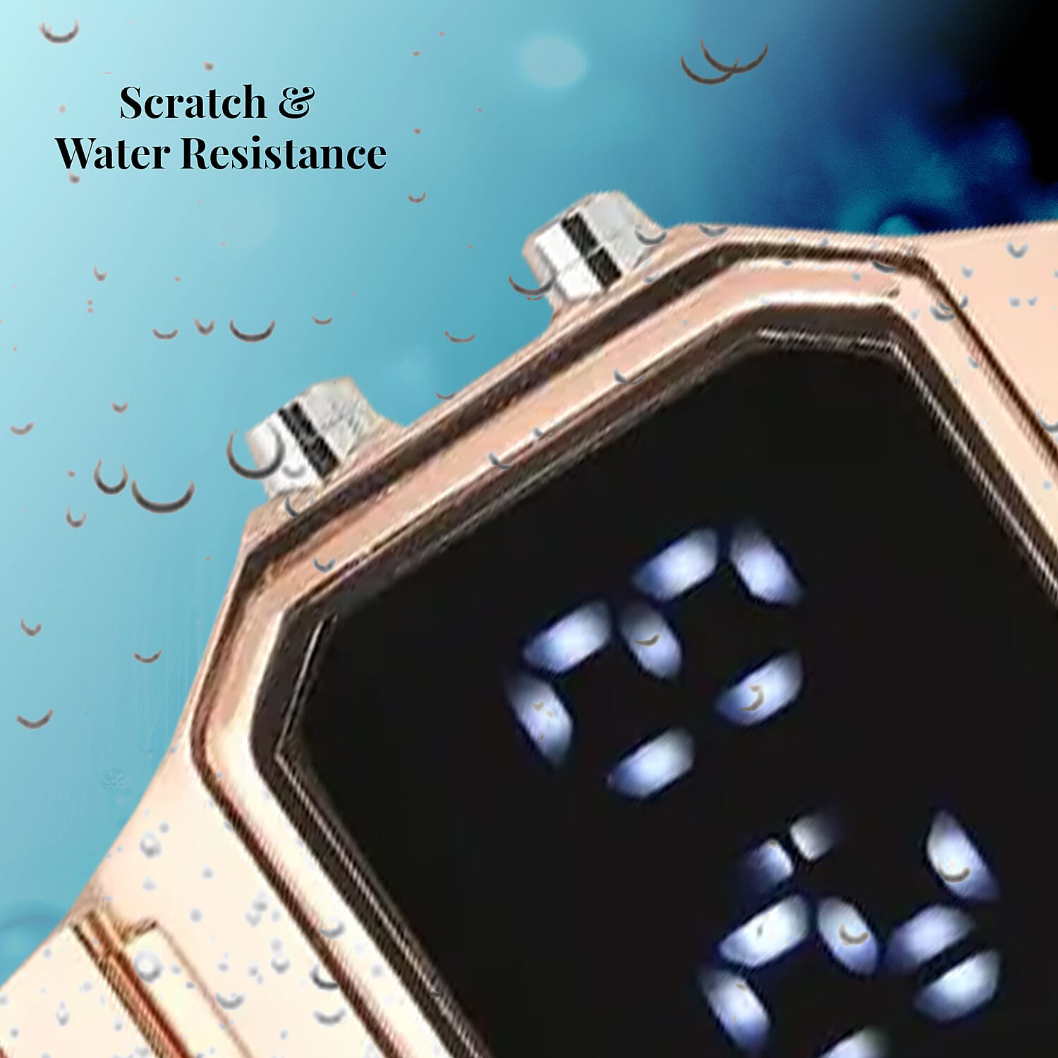Strada Electronic Movement Digital Watch with ION Plated RG Stainless Steel Strap (41x37mm) (6.75-8.50 Inch)