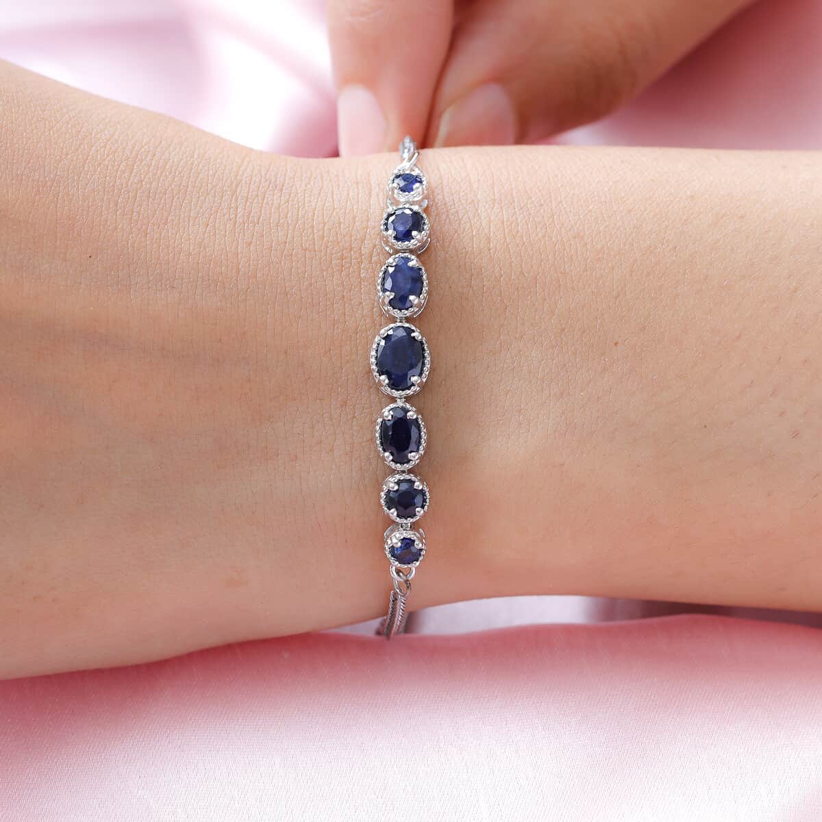 Madagascar Blue Sapphire Bolo Bracelet in Stainless Steel (10.50 In) 3.00 ctw image number 1