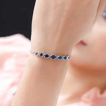 Madagascar Blue Sapphire Bolo Bracelet in Stainless Steel (10.50 In) 3.00 ctw image number 2