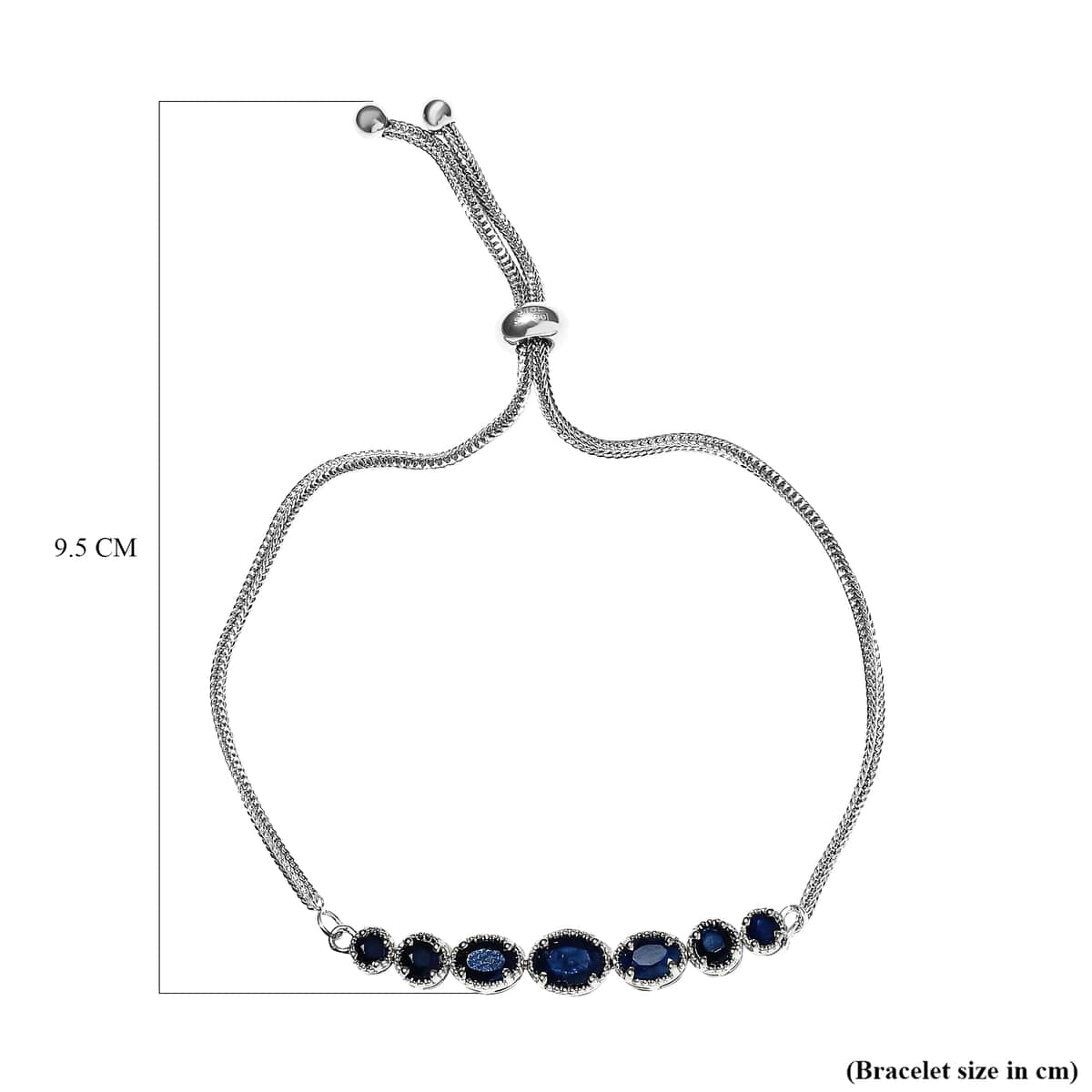 Madagascar Blue Sapphire Bolo Bracelet in Stainless Steel (10.50 In) 3.00 ctw image number 6