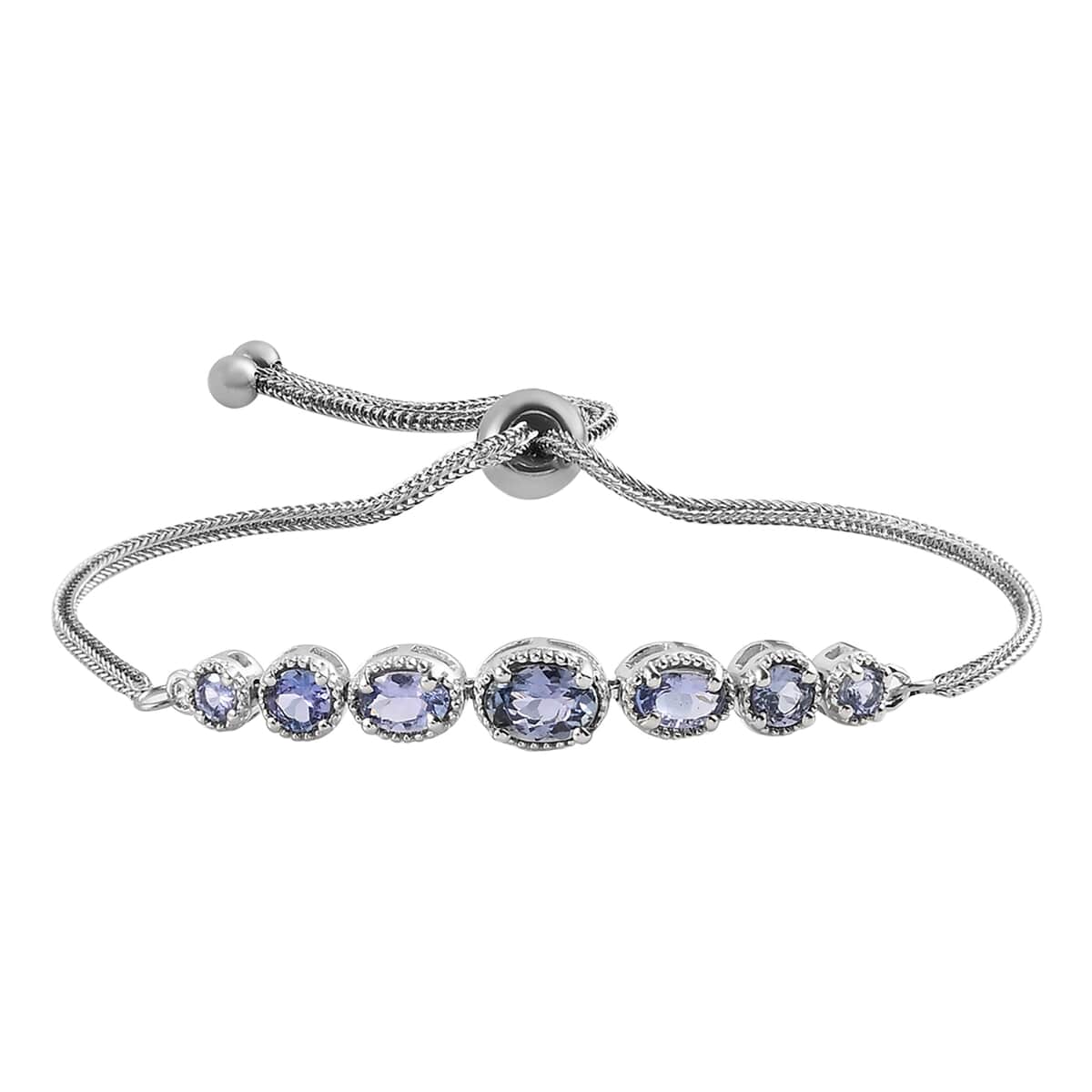KARIS Tanzanite Bolo Bracelet in Platinum Bond and Stainless Steel 2.40 ctw image number 0