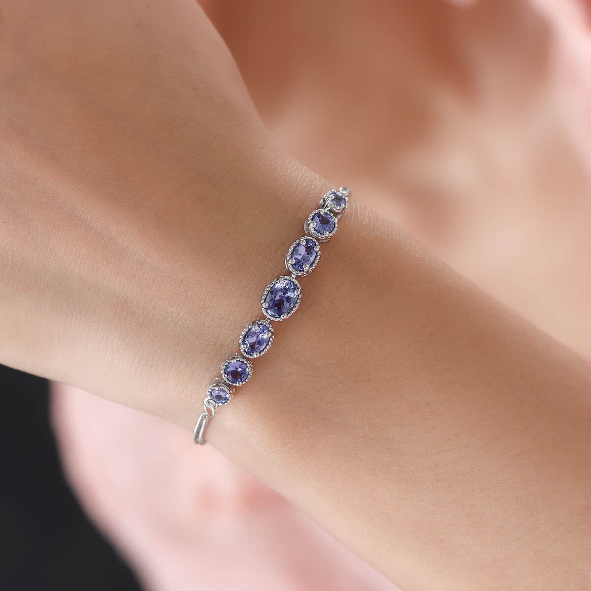 KARIS Tanzanite Bolo Bracelet in Platinum Bond and Stainless Steel 2.40 ctw image number 1