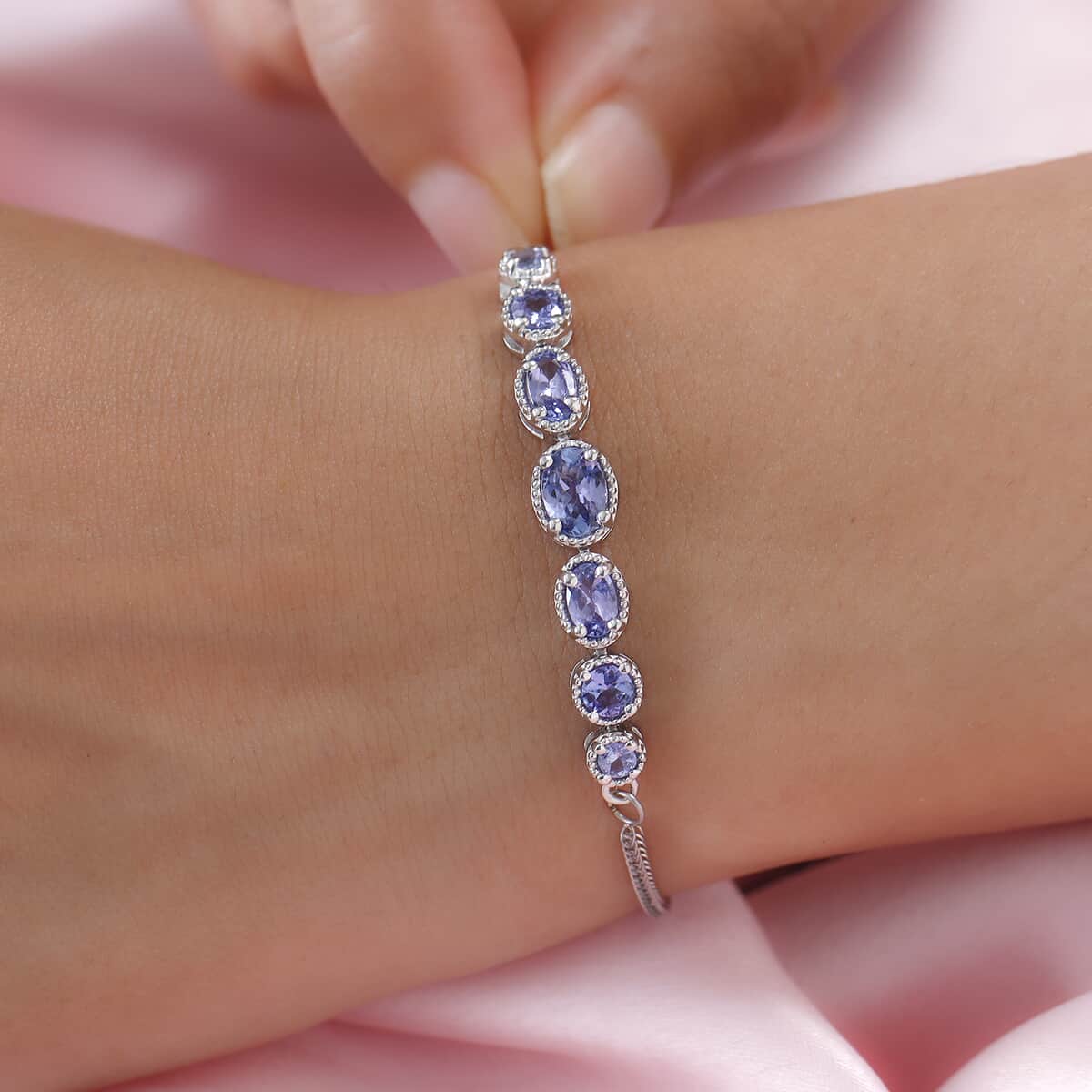 KARIS Tanzanite Bolo Bracelet in Platinum Bond and Stainless Steel 2.40 ctw image number 2