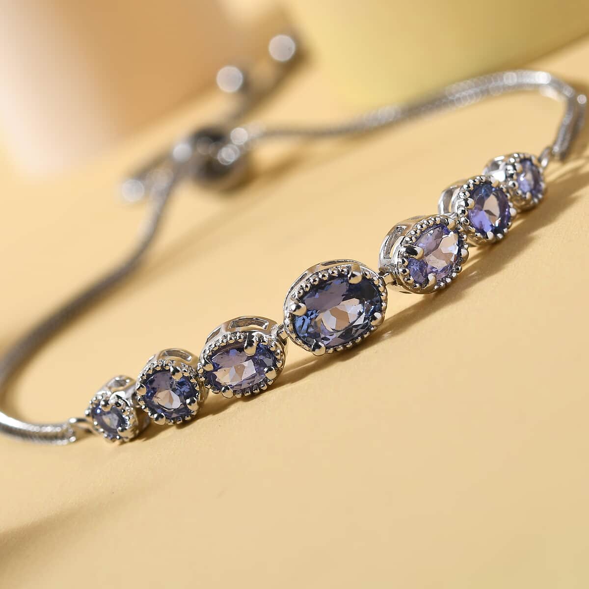 KARIS Tanzanite Bolo Bracelet in Platinum Bond and Stainless Steel 2.40 ctw image number 3
