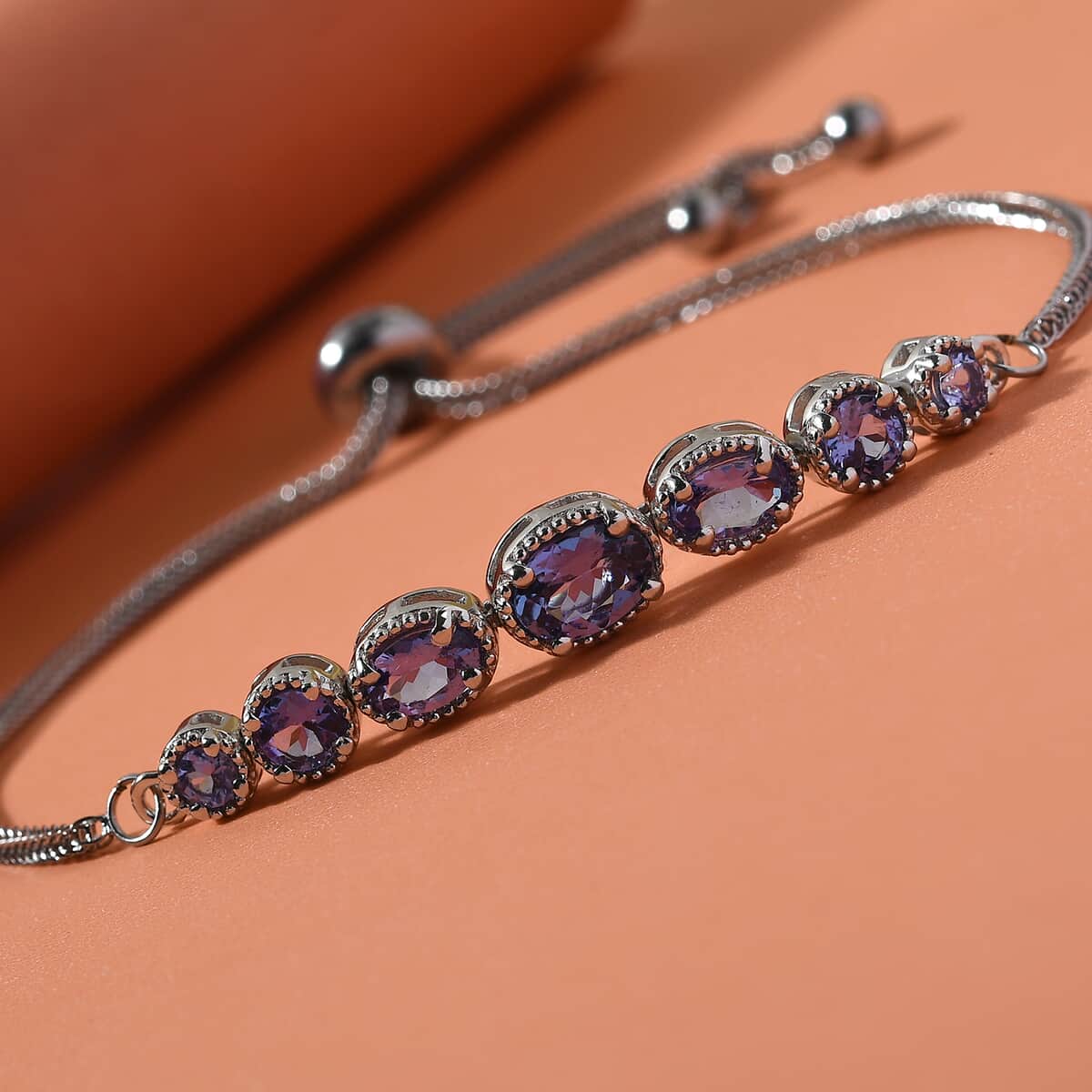 KARIS Tanzanite Bolo Bracelet in Platinum Bond and Stainless Steel 2.40 ctw image number 4