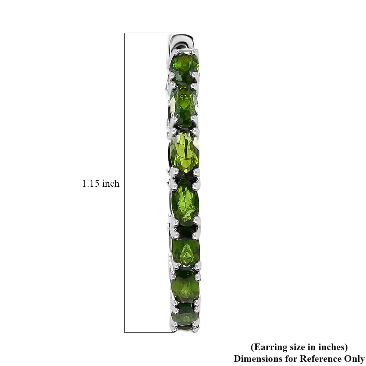 Chrome Diopside Inside Out Hoop Earrings, Platinum Over Sterling Silver Earrings, In Out Silver Hoops, Diopside Hoops 7.40 ctw image number 5