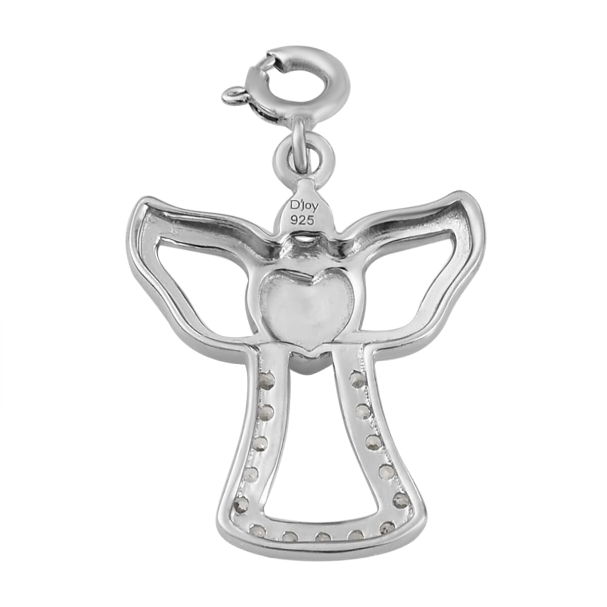 Petalite and White Zircon Angel Heart Charm in Vermeil Yellow Gold and Sterling Silver 0.40 ctw image number 4