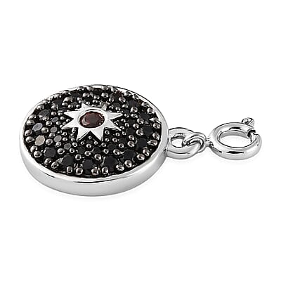 Karis Mozambique Garnet, Thai Black Spinel Star Starburst Snowflake Charm in Platinum Bond 1.15 ctw