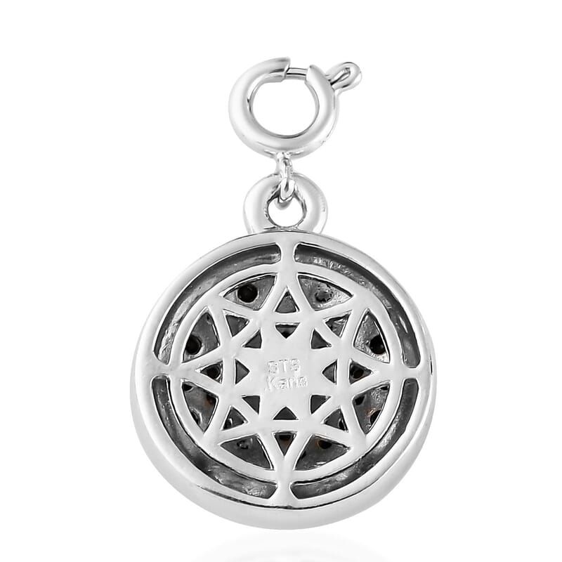 Karis Mozambique Garnet, Thai Black Spinel Star Starburst Snowflake Charm in Platinum Bond 1.15 ctw
