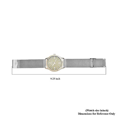 Strada Japanese Movement Dark Green Corrosion Watch with Stainless Steel Mesh Strap (42mm) (7.25-8.25Inches)