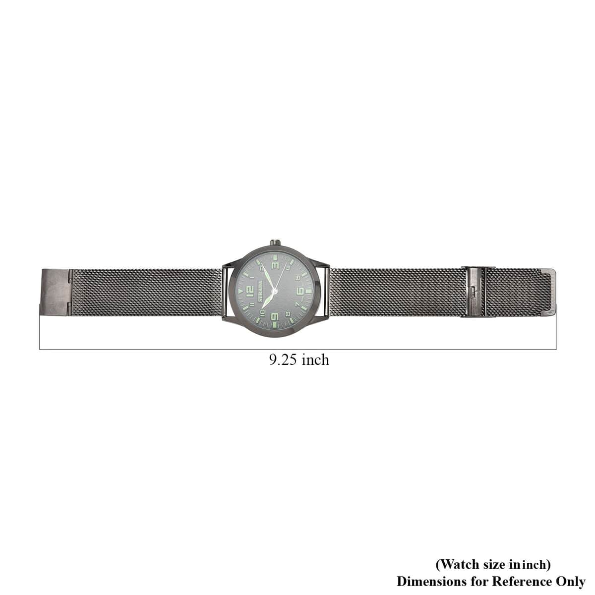 Strada Japanese Movement Black Corrosion Watch with Stainless Steel Mesh Strap (42mm) (7.25-8.25Inches) image number 6