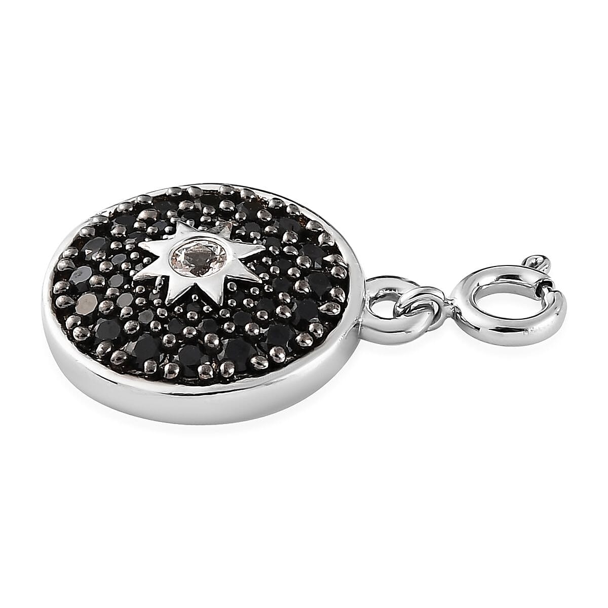 Karis White Topaz and Thai Black Spinel Star Charm in Platinum Bond 0.75 ctw