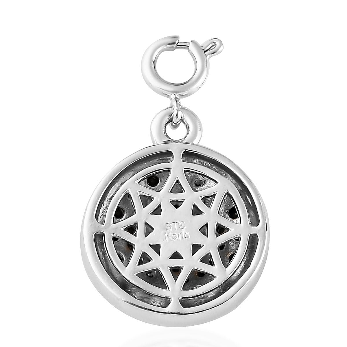Karis White Topaz and Thai Black Spinel Star Charm in Platinum Bond 0.75 ctw