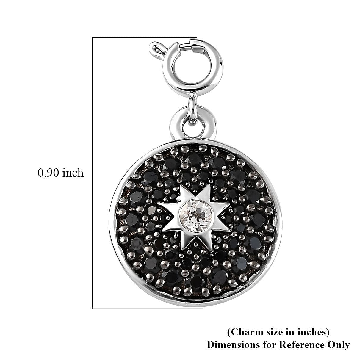 Karis White Topaz and Thai Black Spinel Star Charm in Platinum Bond 0.75 ctw