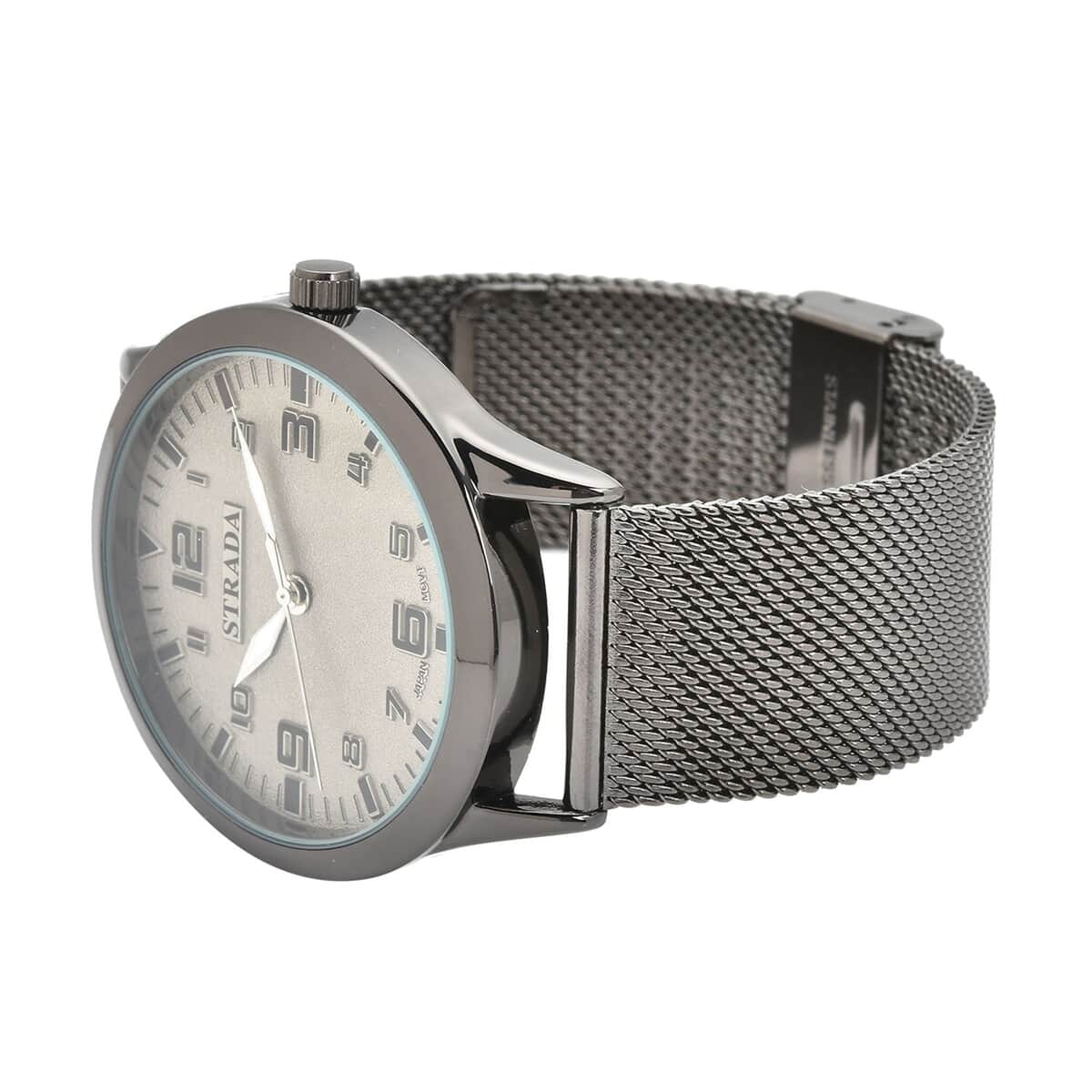 Strada Japanese Movement Gray Corrosion Watch with Stainless Steel Mesh Strap (42mm) (7.25-8.25Inches) image number 4