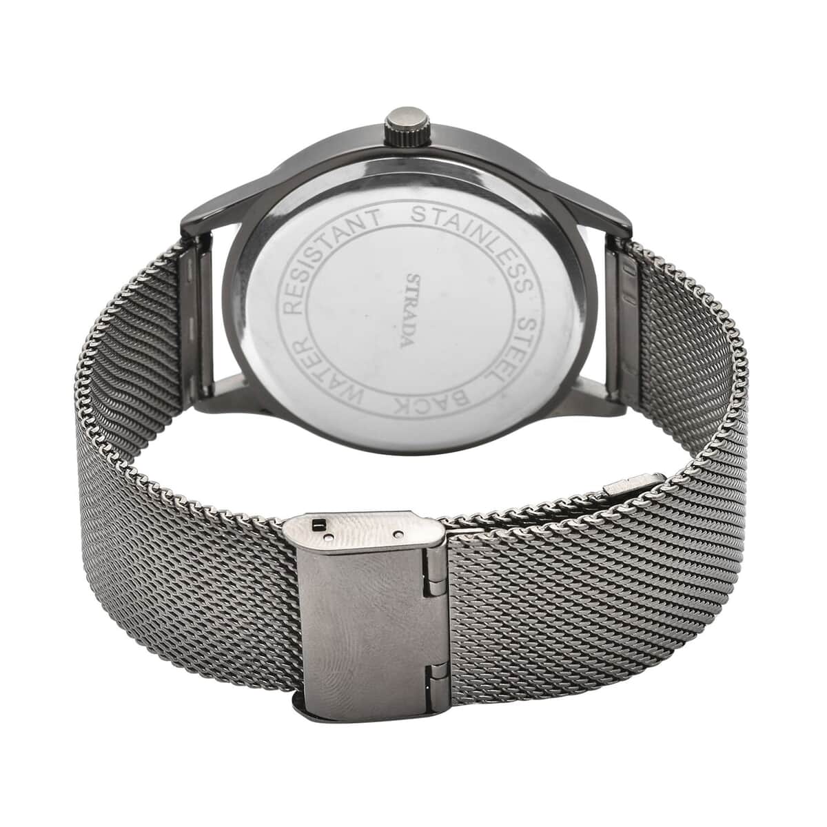 Strada Japanese Movement Gray Corrosion Watch with Stainless Steel Mesh Strap (42mm) (7.25-8.25Inches) image number 5