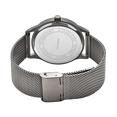Strada Japanese Movement Gray Corrosion Watch with Stainless Steel Mesh Strap (42mm) (7.25-8.25Inches)