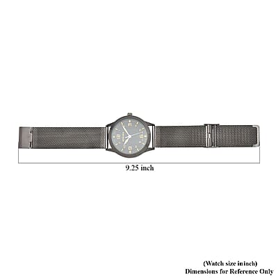 Strada Japanese Movement Gray Corrosion Watch with Stainless Steel Mesh Strap (42mm) (7.25-8.25Inches)