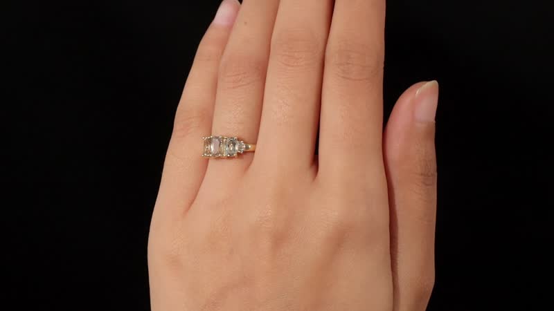 LUXORO 14K Yellow Gold AAA Turkizite and Diamond G-H I3 Trilogy Ring (Size 10.0) 2.65 Grams 1.77 ctw