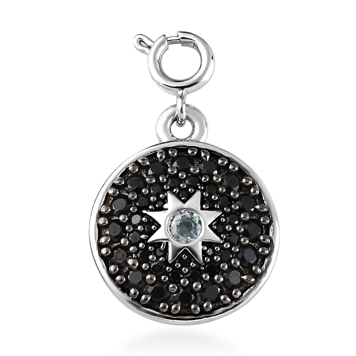 Karis Cambodian Blue Zircon, Thai Black Spinel Star Charm in Platinum Bond 0.80 ctw image number 0