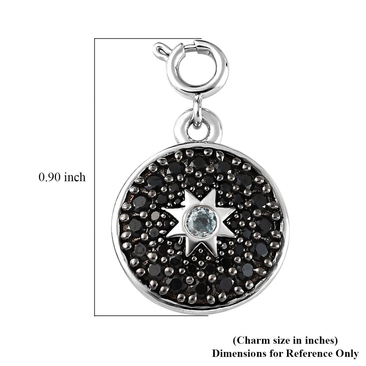 Karis Cambodian Blue Zircon, Thai Black Spinel Star Charm in Platinum Bond 0.80 ctw image number 4