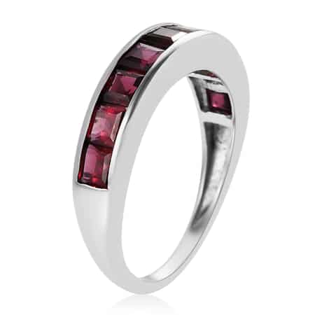 American Arizona Anthill Garnet Half Eternity Band Ring in Platinum Over Sterling Silver (Size 7.0) 1.75 ctw image number 3