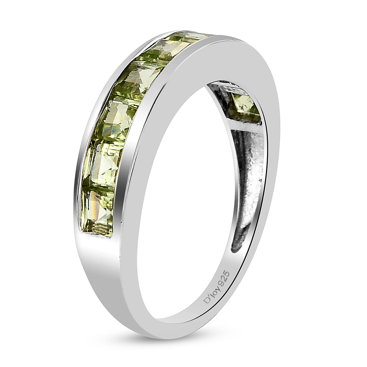 Arizona Peridot Half Eternity Band Ring in Platinum Over Sterling Silver (Size 5.0) 1.50 ctw image number 3