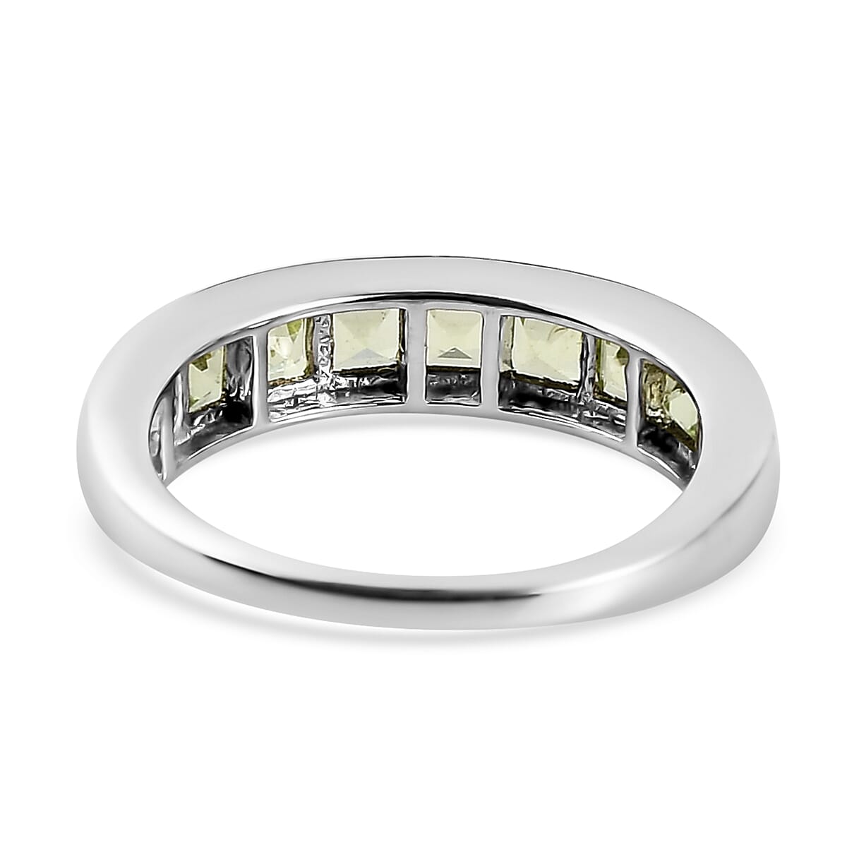 Arizona Peridot Half Eternity Band Ring in Platinum Over Sterling Silver (Size 5.0) 1.50 ctw image number 4