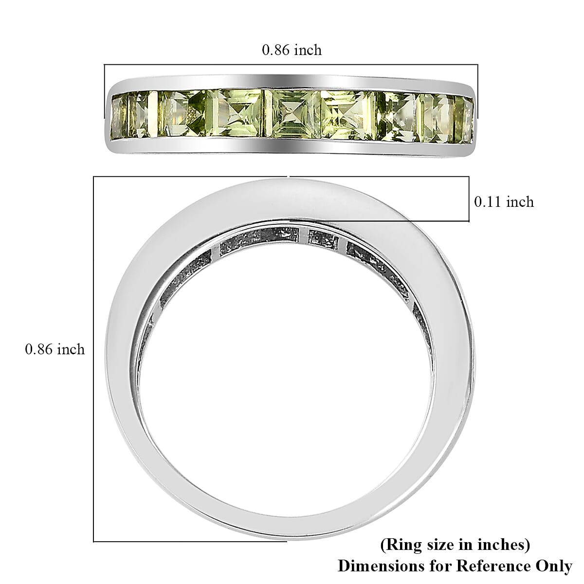 Arizona Peridot Half Eternity Band Ring in Platinum Over Sterling Silver (Size 5.0) 1.50 ctw image number 5