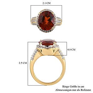 Cherry Brazilian Citrine and Multi Gemstone 4.56 ctw Ring in 14K Yellow Gold Over Sterling Silver (Size 5.5)