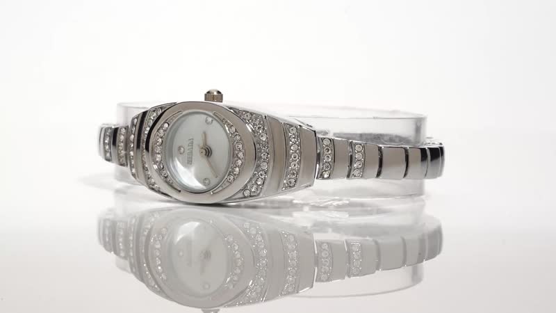 STRADA Austrian Crystal Japanese Movement Bracelet Watch in Silvertone (42.40x20.30mm) (6.0-7.25 Inch)
