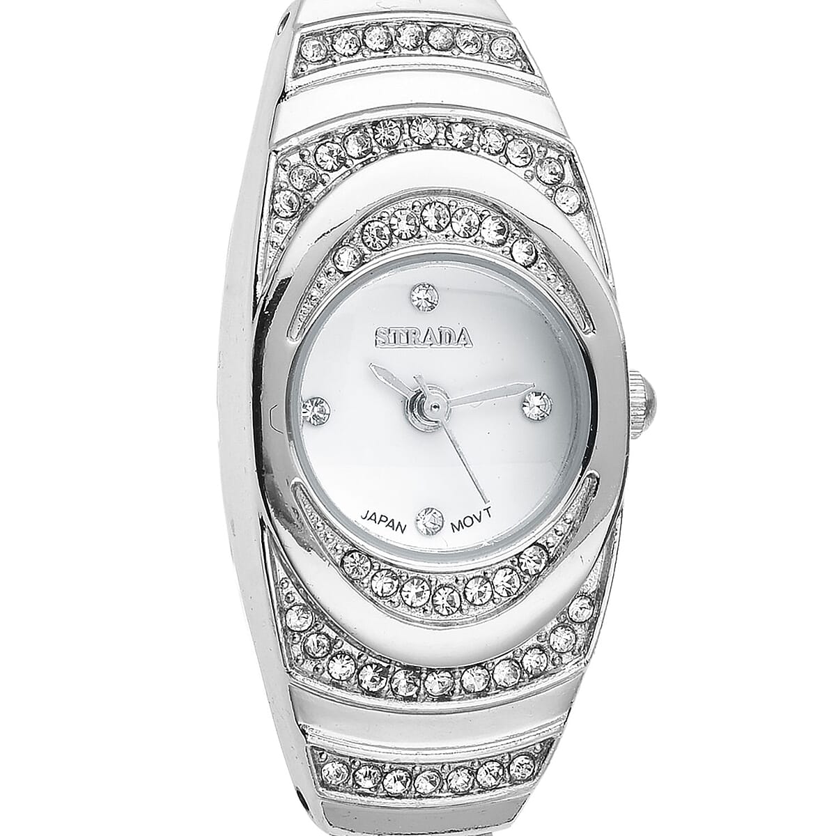 STRADA Austrian Crystal Japanese Movement Bracelet Watch in Silvertone (42.40x20.30mm) (6.0-7.25 Inch) image number 2