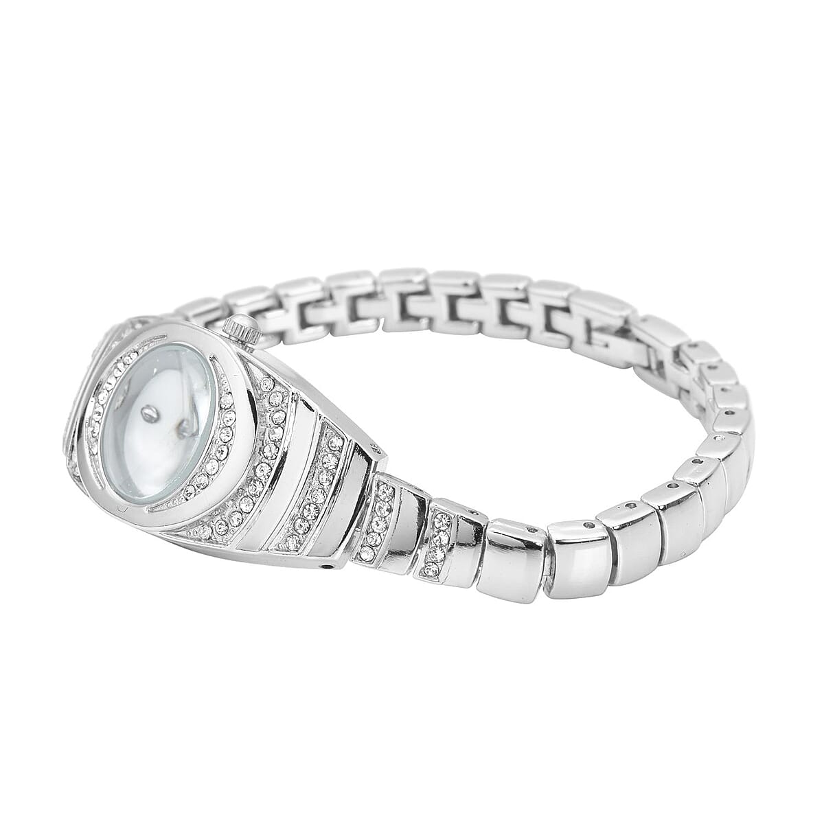 STRADA Austrian Crystal Japanese Movement Bracelet Watch in Silvertone (42.40x20.30mm) (6.0-7.25 Inch) image number 3