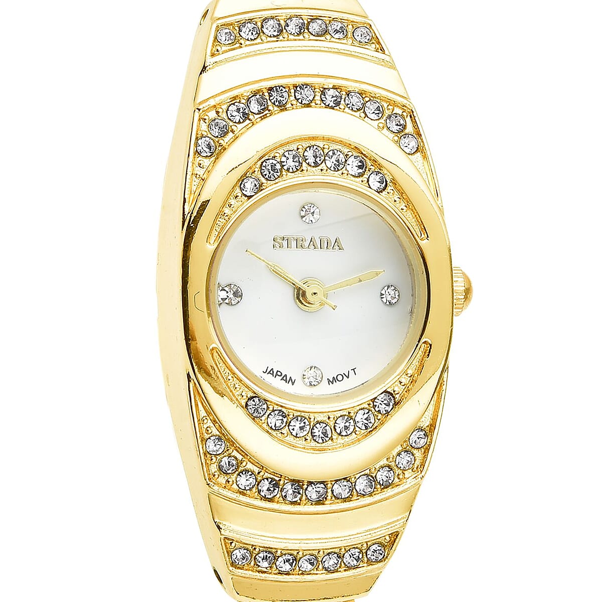 Strada Austrian Crystal Japanese Movement Bracelet Watch in Goldtone (42.40x20.30mm) (6.0-7.25 Inch) image number 2