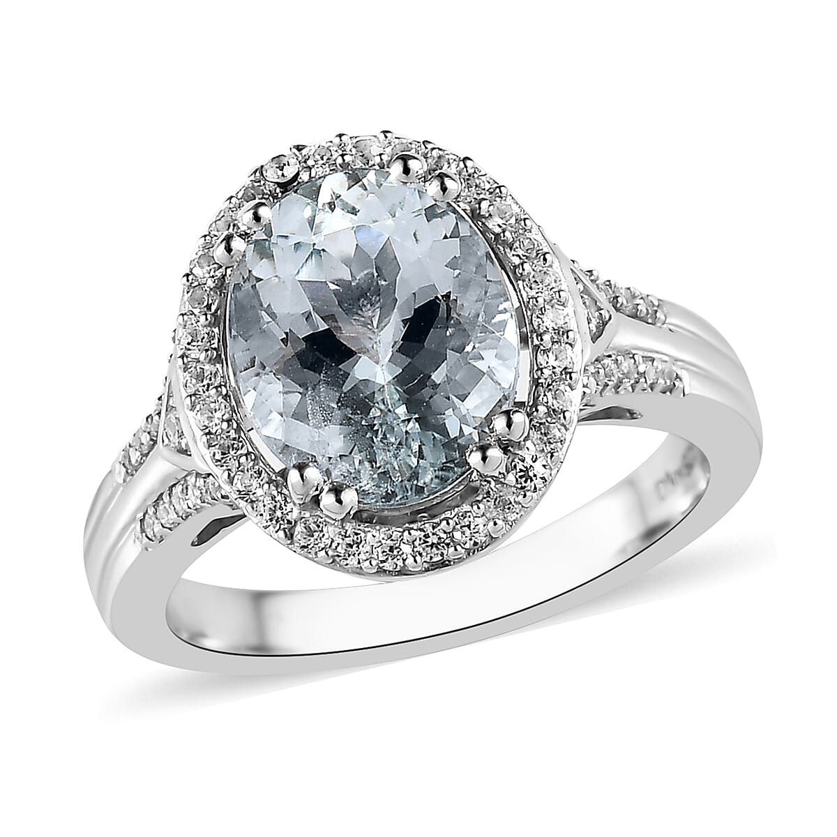 Buy Premium Mangoro Aquamarine and White Zircon Halo Ring in