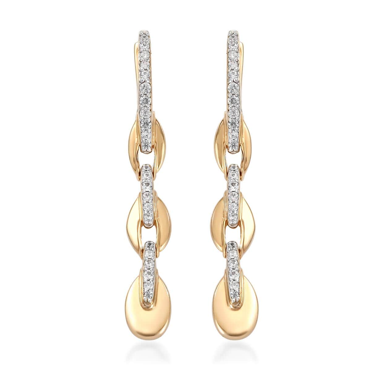 Natural White Zircon Fancy Earrings in Vermeil Yellow Gold Over Sterling Silver 0.65 ctw image number 0