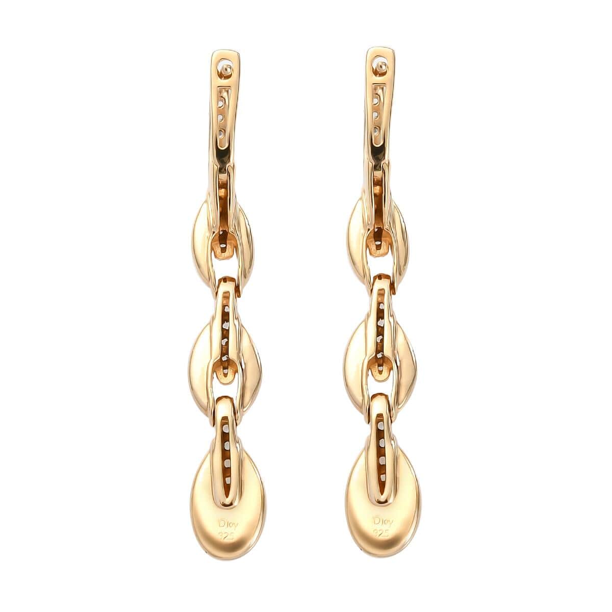 Natural White Zircon Fancy Earrings in Vermeil Yellow Gold Over Sterling Silver 0.65 ctw image number 3
