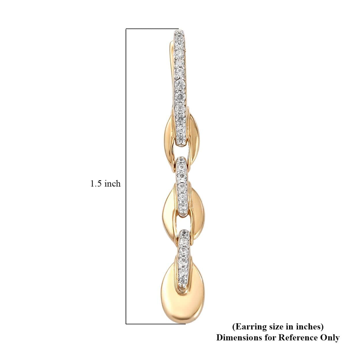 Natural White Zircon Fancy Earrings in Vermeil Yellow Gold Over Sterling Silver 0.65 ctw image number 4