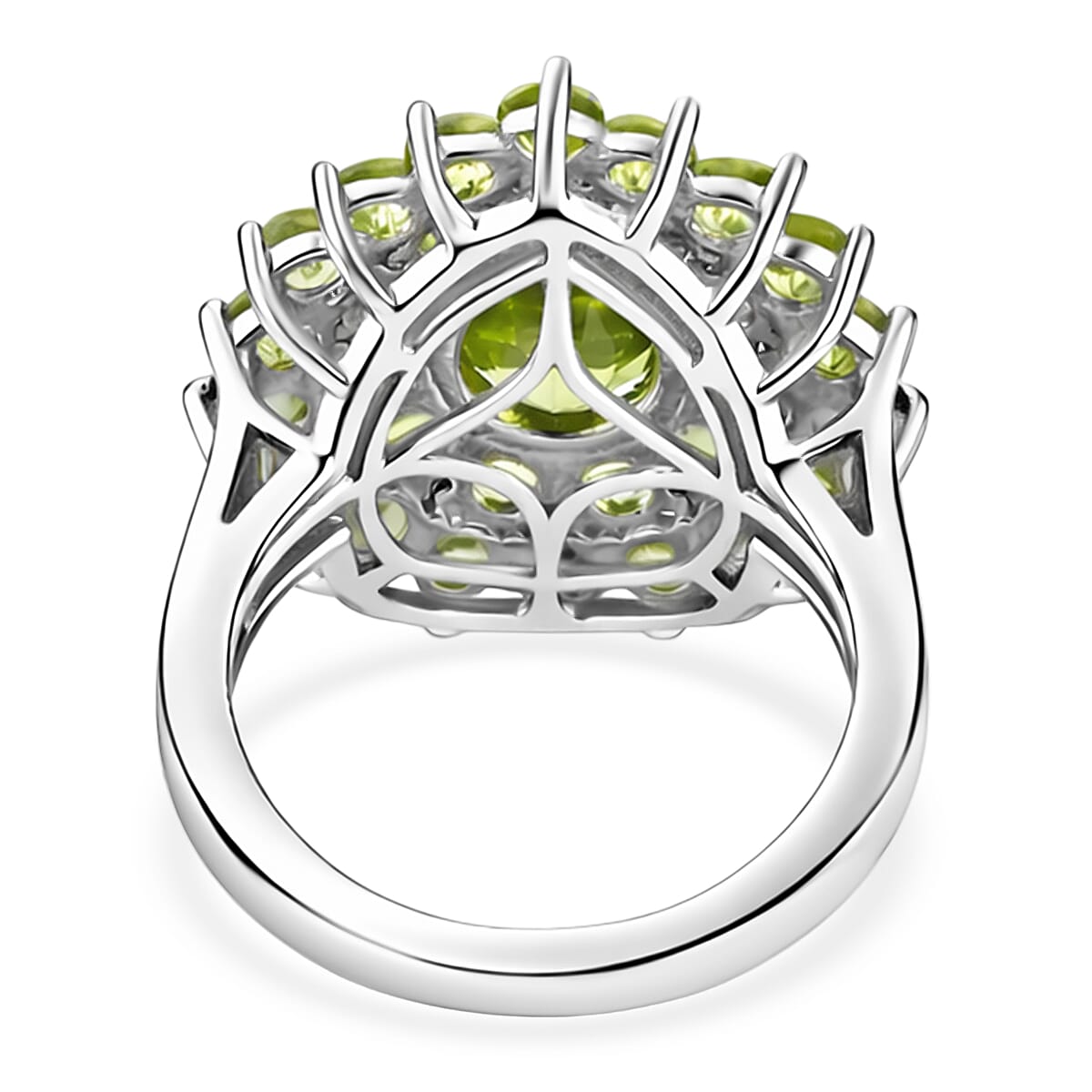 Hebei Peridot 3.70 ctw Ring in Platinum Over Sterling Silver (Size 5.5)