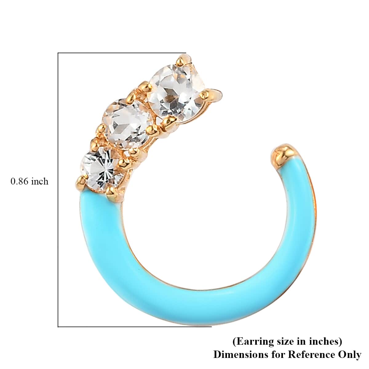 Whimsical Graduating White Topaz and Blue Enameled Statement Earrings in Vermeil Yellow Gold Over Sterling Silver 1.35 ctw image number 5